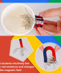 Magnetic Science Kit For Kids A Hands On Physics Lab With Bar Ring Horseshoe Compass Iron Powder Includes Fun Experiments And STEM Learning Tools For Beginners And Curious Teens displaying U-shape magnet with paper clips