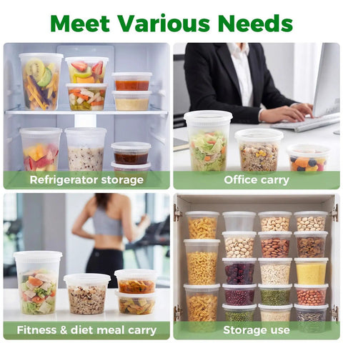 Hella Durable Leakproof Deli Containers With Secure Lids 48 Sets For Takeout Meal Prep And Leftovers Storage Bpa Free Plastic Soup Bowls Microwave Dishwasher Freezer Safe