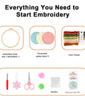 Beginner Embroidery And Cross Stitch Kit For Adults 3 Pack With Pre Printed Patterns Colorful Threads Needles 7.8 Inch Hoop