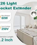E26 Socket Extender 1.2 Inch 3 Cm Lamp Socket Extension For Recessed Fixtures Easy Install To Boost 360 Degree Light Spread Lamp Holder Adapter 4 Pack.