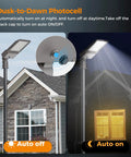 Beefy 240W LED Parking Lot Light With 60,000 Lumens Of 6000K Daylight, Dusk To Dawn Photocell next to a house at night and day