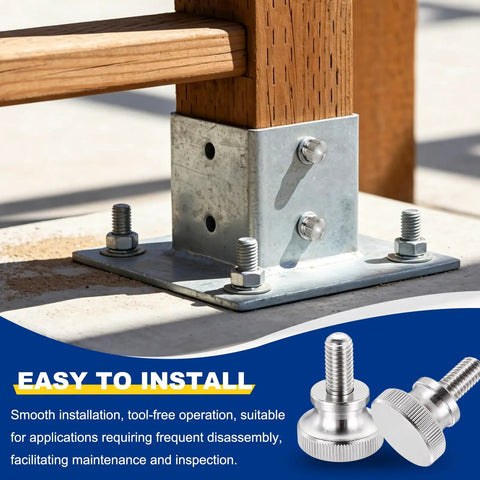 Heavy Duty M6 X 30mm Knurled Thumb Screws Cast From Tough 304 Stainless Steel for tool-free installation on wooden structures.