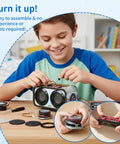 Child assembling Bluetooth Speaker Kit For Beginners Build Your Own Dual Speaker With RGB Music Sync Lights A STEM Project