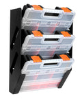 Gear Up Small Parts Tool Organizer For Service Trucks And Cargo Vans Heavy Duty Metal Wall Mount Rack With 3 Hardware Storage Bins