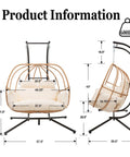 Dimensions and weight capacity of Oversized Two Person Egg Swing Chair With Stand Cozy Cushions Beige Outdoor Indoor Swing Chair.