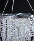 Iridescent Acrylic Beaded Hanging Chandelier With 3 Tiers And Crystal Droplets, 10.25 Inch Diameter By 30 Inch Tall With 7 Inch Chain