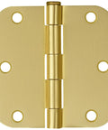 Pro Grade Heavy Duty Steel Interior Door Hinges 3.5 Inch Satin Brass 3 Pack Holds Fifty Pounds Each Smooth Glide Ball Bearing visible front view.
