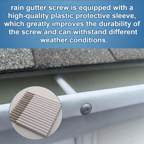 15 Pack Tough As Nails Gutter Screws With Plastic Ferrule Caps And Driving Tool 7 Inch Rain Downspout Fasteners For Secure Exterior Roofline Drainage Setup Rock Solid No Sweat Home Repair Kit Grayish White