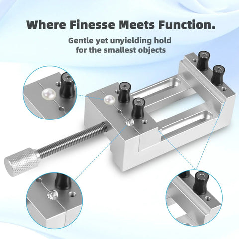 Rock Solid Mini Drill Press Vise With Aluminum Body High Precision Clamp From 0 To 1.85 Inch For Crafts Jewelry Making Modeling Repairs Hobbies Watches Small Electronics And Micro Fabrication, aluminum vise close-up