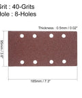 Tough As Nails Aluminum Oxide Sandpaper Sheets, 40-grit, 8 dust holes, designed for wet or dry grinding on various surfaces.
