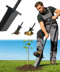 Man using 39 Inch Lightweight Metal Detecting Shovel With V Shaped Serrated Blade For Treasure Hunting And Digging in garden