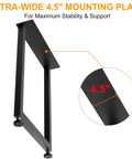 Heavy Duty 14 Gauge Steel Counter Height Table Legs 34 By 24 Inch Square Metal Frame For DIY Kitchen Island Or Standing Desk Industrial Black Built To Last Set Of 2 Supports Up To 1000 Pounds showing extra-wide 4.5 inch mounting plate