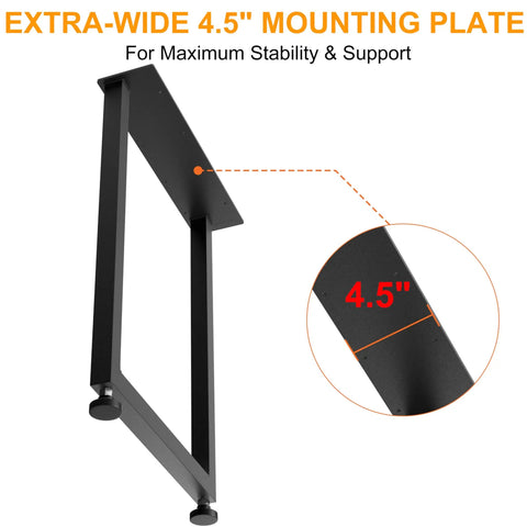 Heavy Duty 14 Gauge Steel Counter Height Table Legs 34 By 24 Inch Square Metal Frame For DIY Kitchen Island Or Standing Desk Industrial Black Built To Last Set Of 2 Supports Up To 1000 Pounds showing extra-wide 4.5 inch mounting plate