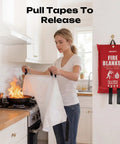 Woman using Three Pack Fire Blanket Set for Home and Kitchen, 40 By 40 Inches, Fiberglass Construction With Inner Fire Retardant Film