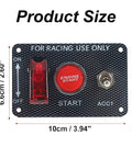 3 In 1 Universal 12V Racing Ignition Switch Panel With Red Start Button And On Off Toggle For Race Car Boat And Truck Durable