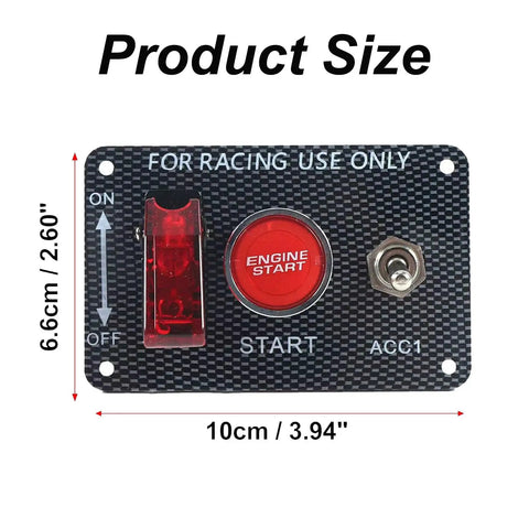 3 In 1 Universal 12V Racing Ignition Switch Panel With Red Start Button And On Off Toggle For Race Car Boat And Truck Durable
