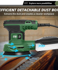 Solid Heavy Duty Five Inch Random Orbital Sander With Sweet Variable Speed Control Up To Thirteen Thousand Rpms And No Dust Cleanup Plus Loads Of Twenty One Piece Sandpaper For Easy Refinishing Jobs with detachable dust box