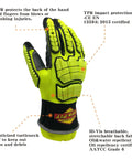 Rugged Extrication Gloves With Ultra Dexterity For Rescue Jobs, Grip-Ready Protection, EN 388 3X44EP, Hi-Vis Green, Size XL