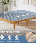 Built Tough Queen Size Platform Bed Frame In Real Natural Pine Wood With Thick Wooden Slats For Zero Wobble Support Never Requires A Box Spring And Flawless Setup For Your Bedroom Space, showcasing 4" spacing for mattress support.