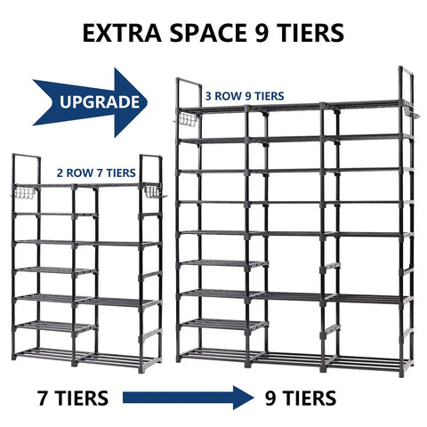 Top Shelf Metal Shoe Rack Adjusts Between Seven And Nine Levels Holds Fifty Five Pairs Legit Game Changer Entryway Closet Storage Solution Sneakers Boots