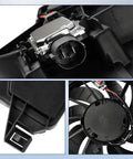 Engine Cooling Radiator Fan Assembly With Brushless Motor And Factory Shroud For Ford Focus Battery EV and 2 Point 0 Liter Engines view showing motor and connectors.