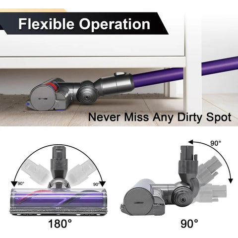 Dyson Direct Drive Motorhead Cleaner Head Replacement for V6 DC58 DC59 DC62 DC72 DC74 Vacuums shown with flexible operation angles.