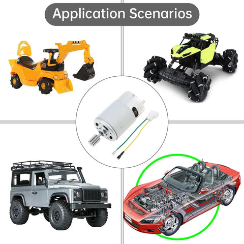 Application scenarios of Beefed Up 24V 40000 RPM High Speed DC Motor With Fine 10 Teeth Gear Upgrade for ride on cars and RC SUVs