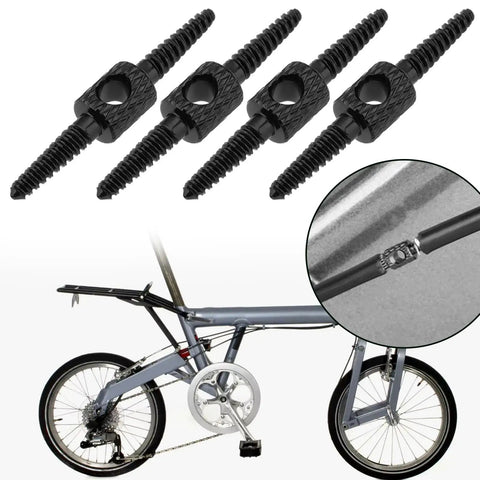 Ten Pack 26mm Bicycle Cable Connectors For Brake And Shift Cables, 2mm Aperture, Black, shown on a bike for setup illustration