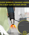 Using heat gun on Smooth Black Peel And Stick Wallpaper 24 X 393 Inches Self Adhesive Vinyl Contact Paper for bubble-free finish