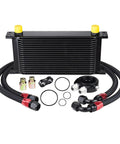 Top Shelf Slick Universal 19 Row Oil Cooler Kit With 10AN Fittings, heavy duty aluminum cooler with hoses and fittings.