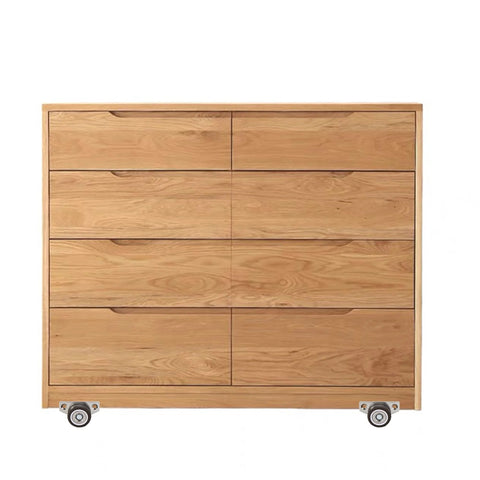 Wooden dresser with Mini Side Mount Casters Set 1.25 Inch Low Profile Fixed Non Swivel Rubber Wheels With Metal Plate installed