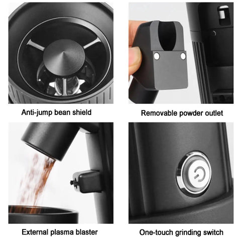 Pro Level Electric Conical Burr Coffee Grinder With 55mm 30G Single Dose Burrs And No Drama Micro Dial features anti-jump bean shield.