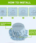 Image showing installation steps for reusable wet dry vac filter set VF2002 for most 5 gallon and larger shop vacs with dry disc filters.