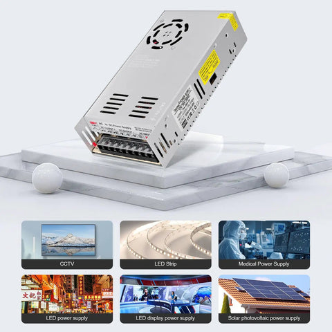 Beefy 12V 30A 360W Switching Power Supply Universal AC DC Adapter Dual Voltage 110V and 220V Stable 12V DC Output for LED Arrays CCTV Systems 3D Printers and High Demand DIY Devices, metal case