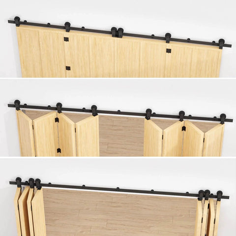 90 Inch Bi Folding Barn Door Hardware Track Kit For Eight Panels Accordion Style Durable Smooth Operation And Easy Install