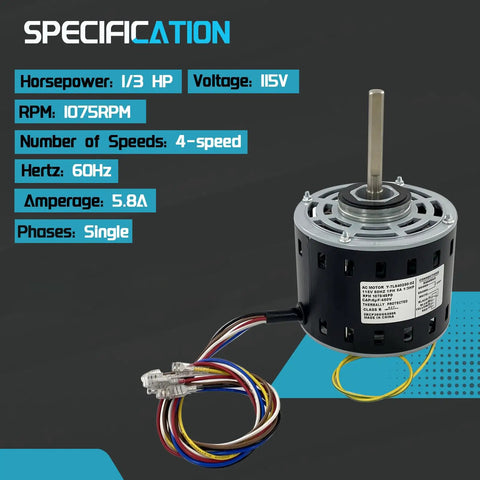 Heavy Duty Furnace Blower Motor 1/3 HP 115V 1075 RPM Straight Up Compatible Replacement Swaps Into Ge Genteq American Standard Trane Keeps Your Place Cozy And Runs Tight Year Round With Zero Fuss