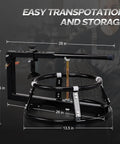 Heavy Duty Rugged Tire Change Stand For 16 To 21 Inch Tires Motorcycle Bead Popper Dirt Bike Wheel Mount And Off Road Vehicle Tire Changer With Wide Base, dimensions labeled