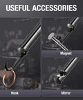 50 Foot USB C Borescope Camera With Built In Light showing accessories: hook, magnet, and mirror for inspections.