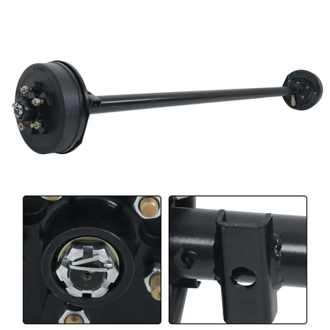 Heavy Duty 3500 Lb Trailer Electric Brake Axle With 5 Lug 4.5 Inch Bolt Pattern 85 Inch Hub Face and 70 Inch Spring Center