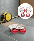 Rock Solid Stainless Steel Sliding Door Track Pulley With Heavy Duty Double Roller Wheels, detailed view with red wheels.