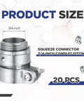 20 Pack Three Quarters Inch Squeeze Connectors For FMC Flexible Metal Conduit And EMT Electrical Conduit Fittings