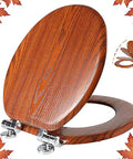 Round Toilet Seat Made From Molded Wood With Quietly Close Hinges And Quick Release No Fuss Easy To Install And Clean Brownish Red Finish