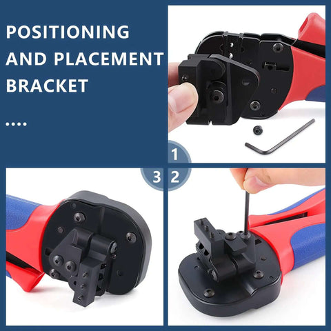 Close-up of positioning bracket on Solar Crimping Tool For PV Cables YG-2546B for AWG 14-10 2.5/4/6.0mm2 PV connectors.