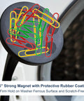 Magnetic Front Load Washer Door Prop with paperclips on strong magnet and flexible hose for better ventilation and airflow.