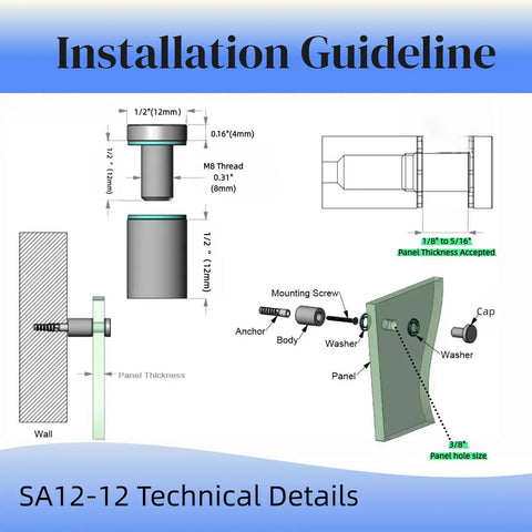 Installation guidelines for Dead Simple To Install, Rock Solid Aluminum Wall Spacers And Standoff Screws For Acrylic Signs.