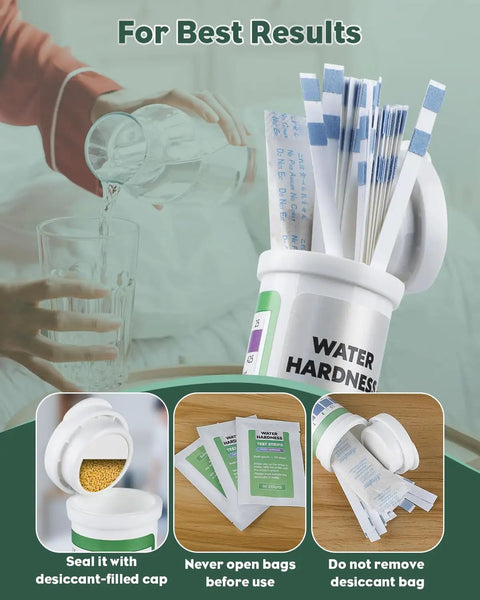 Hard Water Test Kit With 200 Strips For Calcium And Magnesium 0 To 425 PPM Fast Easy To Read Color Chart For Drinking Water Tap