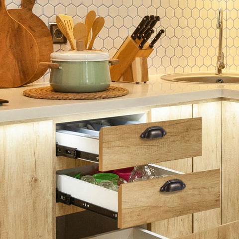 Kitchen with open drawers featuring 12 Pack Old School Vintage Iron Drawer Knobs And Cabinet Pull Handles With Classic Curved Design