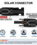 Close-up of solar connector showing male and female plugs for Beefy 10AWG Solar Panel Cable Kit For RV Marine Boat And Portable Solar Generators Power Stations 60cm Long Durable Wiring With Connectors Ideal For Off Grid Setups.