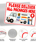 Handle Every Package Drop Off Like A Pro With This 14X10 Inch Delivery Sign For Packages featuring bright text and waterproof material.