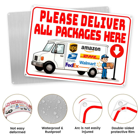 Handle Every Package Drop Off Like A Pro With This 14X10 Inch Delivery Sign For Packages featuring bright text and waterproof material.